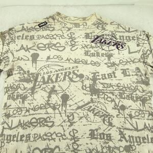 NBA LA Lakers Graphic Crew Neck Basketball Shirt Mens Size Large L White